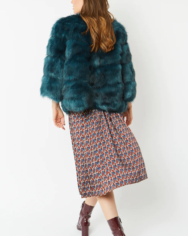 Teal Faux Fur Coat Uk 8-14 Size Ladies Long Coat