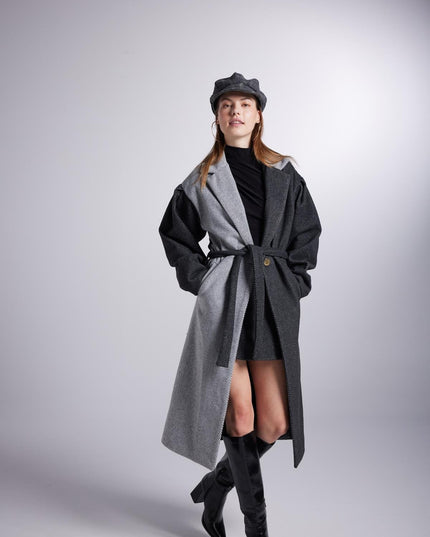 Grey Cashmere Belted Maxi Trench Coat