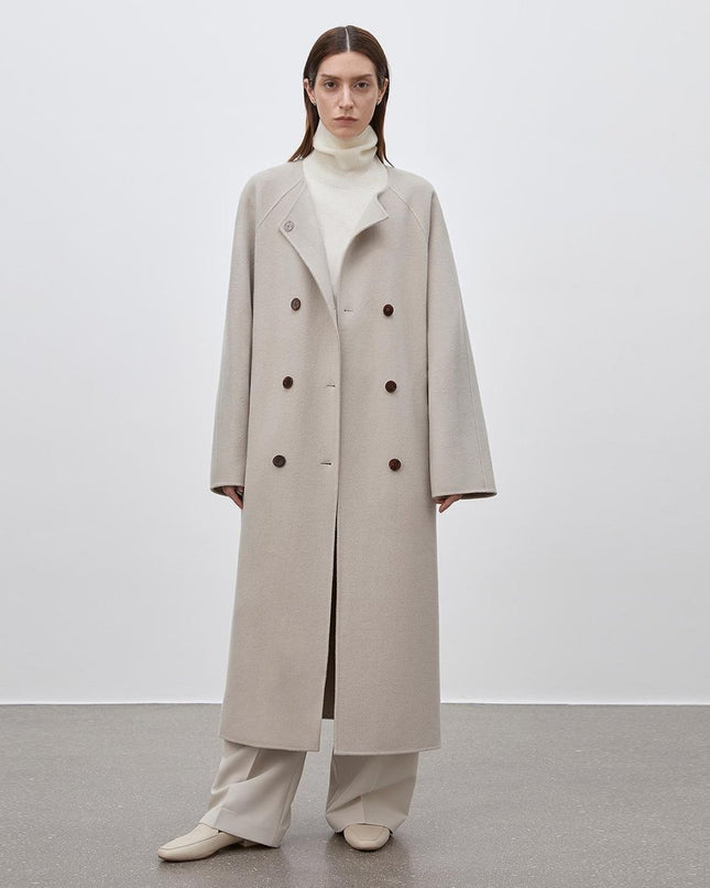 "Assassin's Creed" removable scarf collar, woolen coat for women, autumn and winter coat - Wool Coat - Firelady Fur