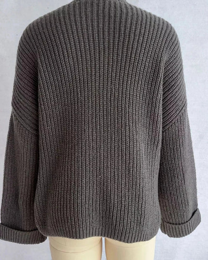 Asymmetrical Button Detail Sweater - Trendsi