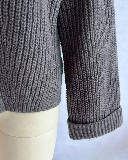 Asymmetrical Button Detail Sweater - Trendsi
