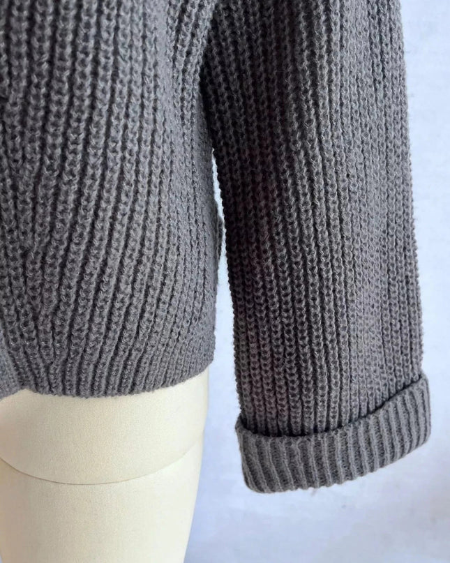 Asymmetrical Button Detail Sweater - Trendsi