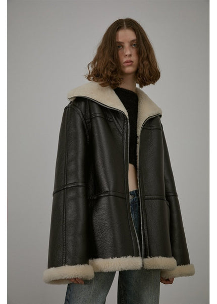August Night Reversible Wool & Shearling Jacket