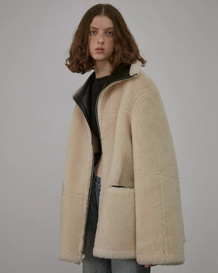 August Night Reversible Wool & Shearling Jacket