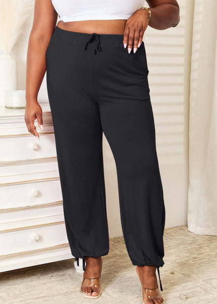 Basic Bae Full Size Soft Rayon Drawstring Waist Pants with Pockets - Trendsi