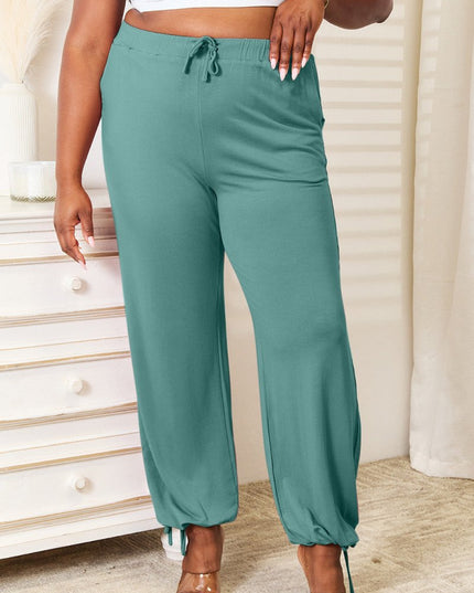 Basic Bae Full Size Soft Rayon Drawstring Waist Pants with Pockets - Trendsi