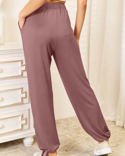 Basic Bae Full Size Soft Rayon Drawstring Waist Pants with Pockets - Trendsi