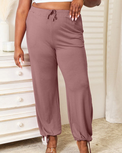 Basic Bae Full Size Soft Rayon Drawstring Waist Pants with Pockets - Trendsi