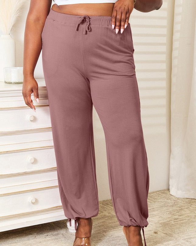 Basic Bae Full Size Soft Rayon Drawstring Waist Pants with Pockets - Trendsi