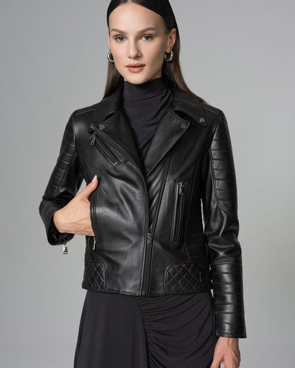 Black Biker Lamb Leather Jacket - Leather Jackets - Buy Me Fur Ltd
