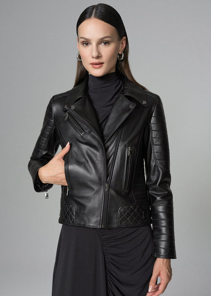 Black Biker Lamb Leather Jacket - Leather Jackets - Buy Me Fur Ltd