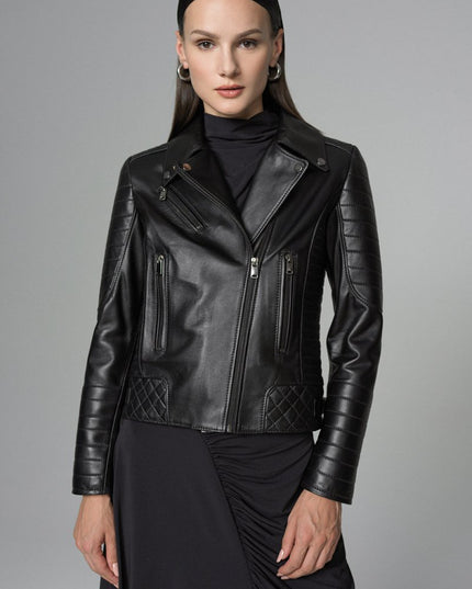 Black Biker Lamb Leather Jacket - Leather Jackets - Buy Me Fur Ltd