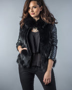 Black / S / Genuine Fox Fur - Lamb Leather