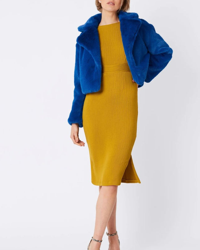 Blue Faux Fur Cropped Coat for Women UK 8 - 12 | US 4 - 8 S/M or XL Sizes - Faux Fur Coats - Buy Me Fur Ltd