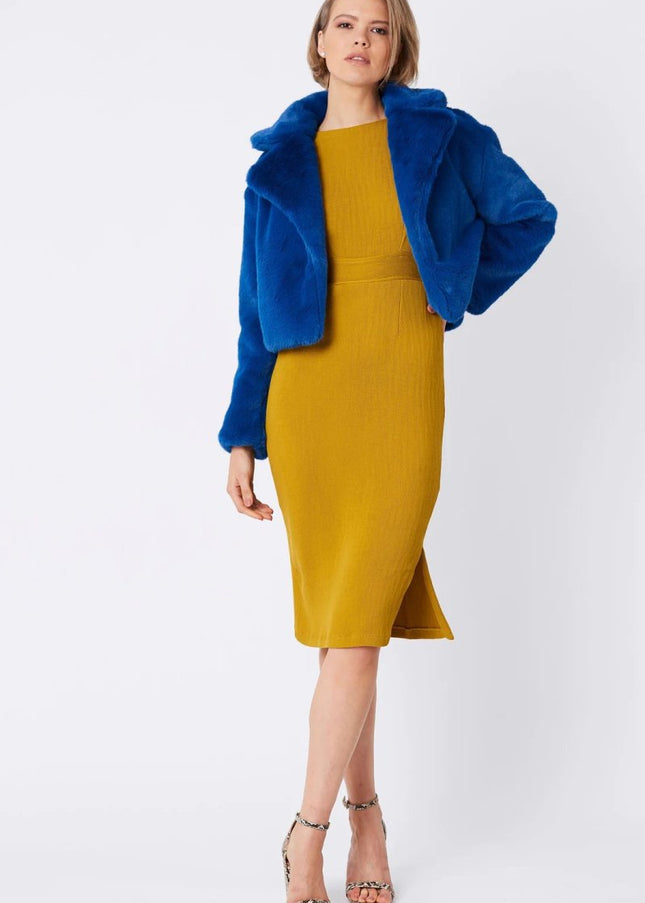 Blue Faux Fur Cropped Coat for Women UK 8 - 12 | US 4 - 8 S/M or XL Sizes - Faux Fur Coats - Buy Me Fur Ltd