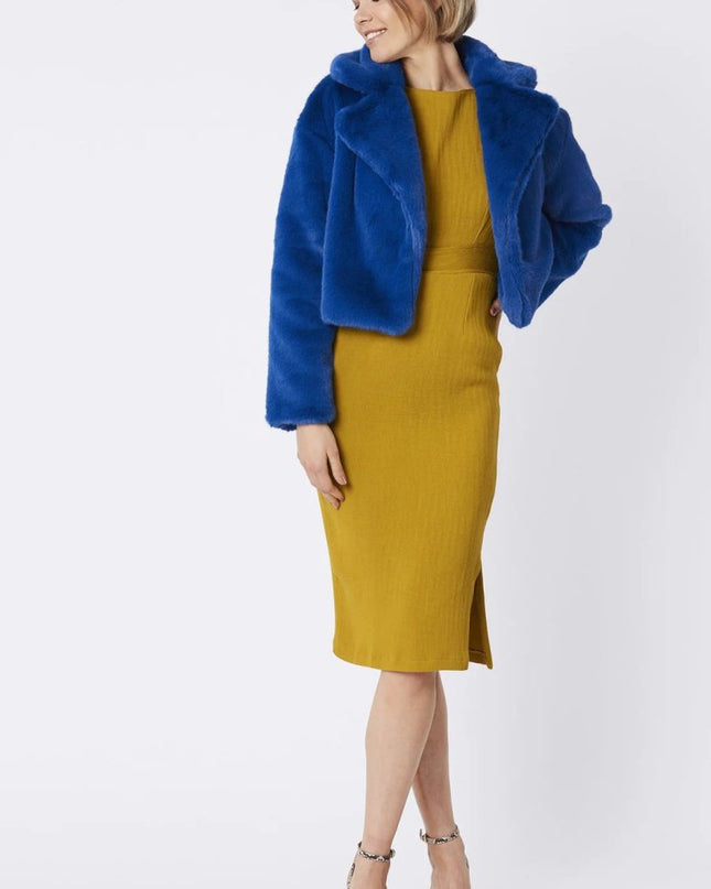 Blue Faux Fur Cropped Coat for Women UK 8 - 12 | US 4 - 8 S/M or XL Sizes - Faux Fur Coats - Buy Me Fur Ltd