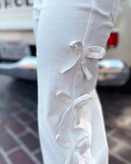 Bow - Accented Wide - Leg Pants - Trendsi