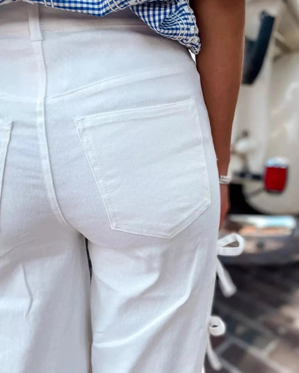 Bow - Accented Wide - Leg Pants - Trendsi