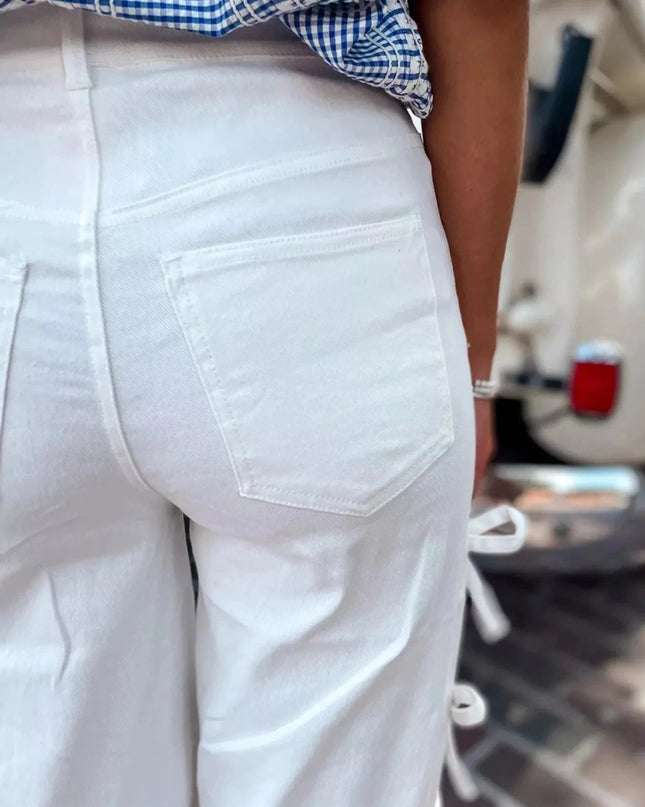 Bow - Accented Wide - Leg Pants - Trendsi