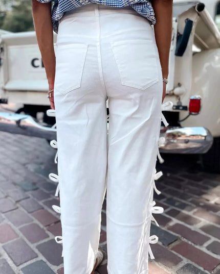 Bow - Accented Wide - Leg Pants - Trendsi