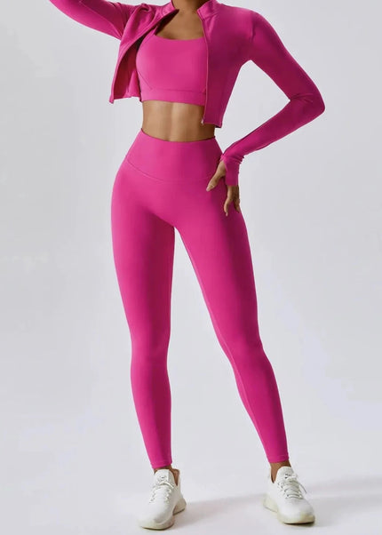 Bra Outerwear and Leggings 3 - Piece Active Set - Trendsi