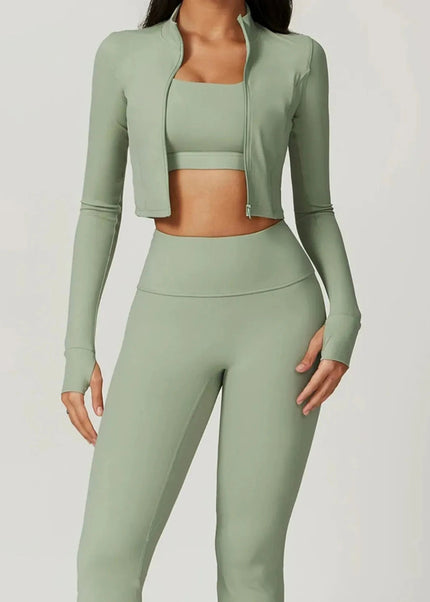 Bra Outerwear and Leggings 3 - Piece Active Set - Trendsi