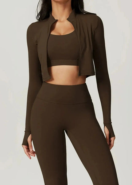 Bra Outerwear and Leggings 3 - Piece Active Set - Trendsi