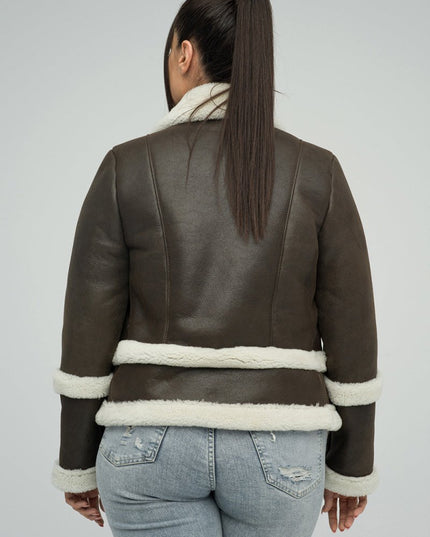 Brown Shearling Leather Jacket - Merino Shearling, Stylish & Warm - Leather Jackets - Buy Me Fur Ltd