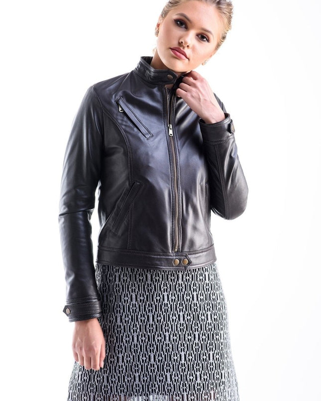 Brown Sporty Cut Genuine Leather Jacket - Leather Jackets - Buy Me Fur Ltd