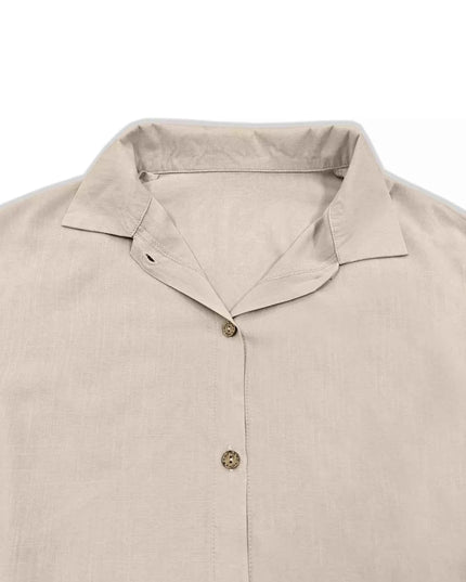 Button - Down Flounce Sleeve Shirt - Trendsi