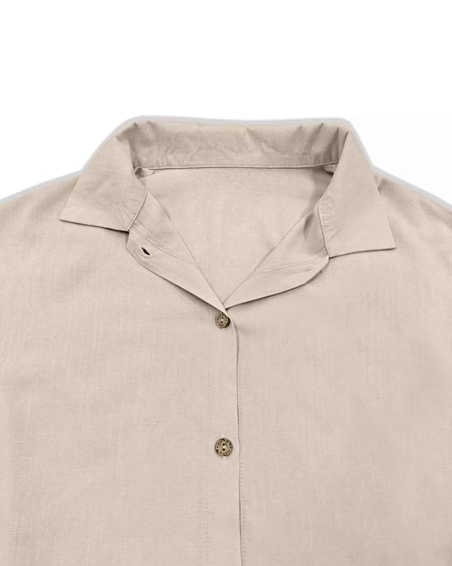 Button - Down Flounce Sleeve Shirt - Trendsi