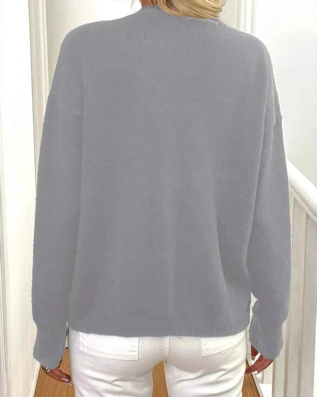 Button - Down V - Neck Cardigan - Trendsi