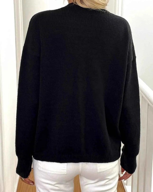 Button - Down V - Neck Cardigan - Trendsi