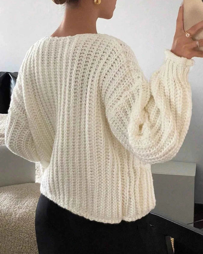 Button - Front Knit Cardigan with Pockets - Trendsi