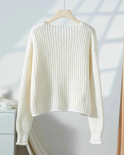 Button - Front Knit Cardigan with Pockets - Trendsi