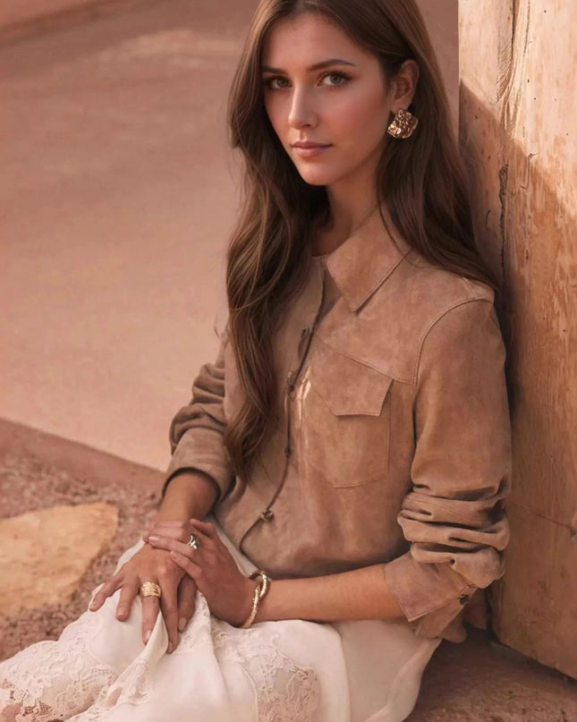 Button Front Long Sleeve Jacket - Trendsi