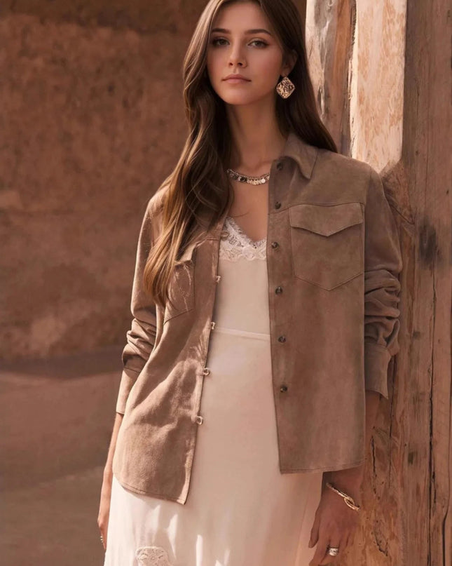 Button Front Long Sleeve Jacket - Trendsi