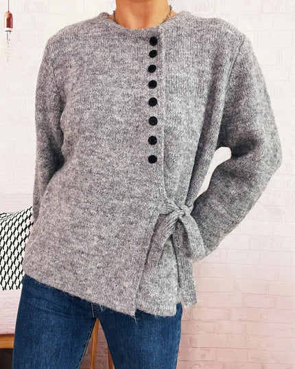 Button - Front Side - Tie Sweater - Trendsi