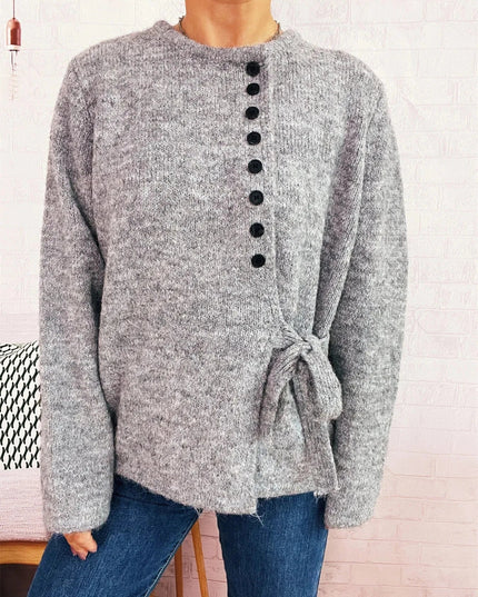 Button - Front Side - Tie Sweater - Trendsi