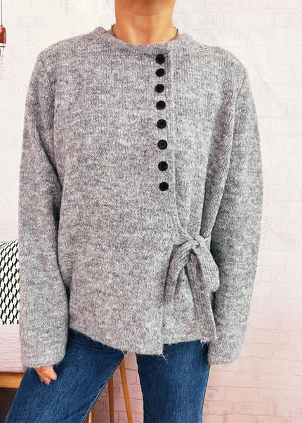 Button - Front Side - Tie Sweater - Trendsi