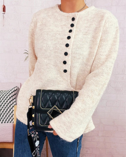 Button - Front Side - Tie Sweater - Trendsi