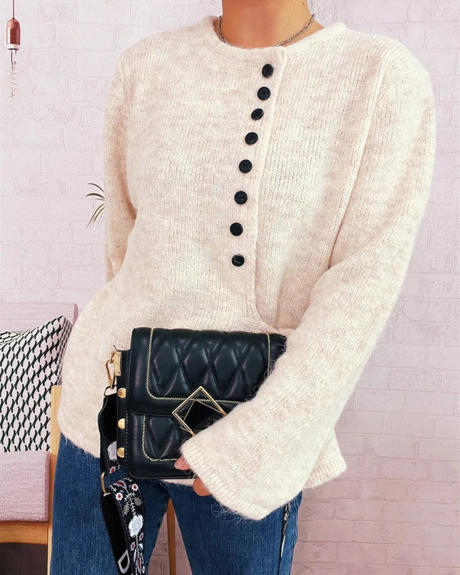 Button - Front Side - Tie Sweater - Trendsi