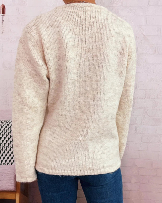 Button - Front Side - Tie Sweater - Trendsi