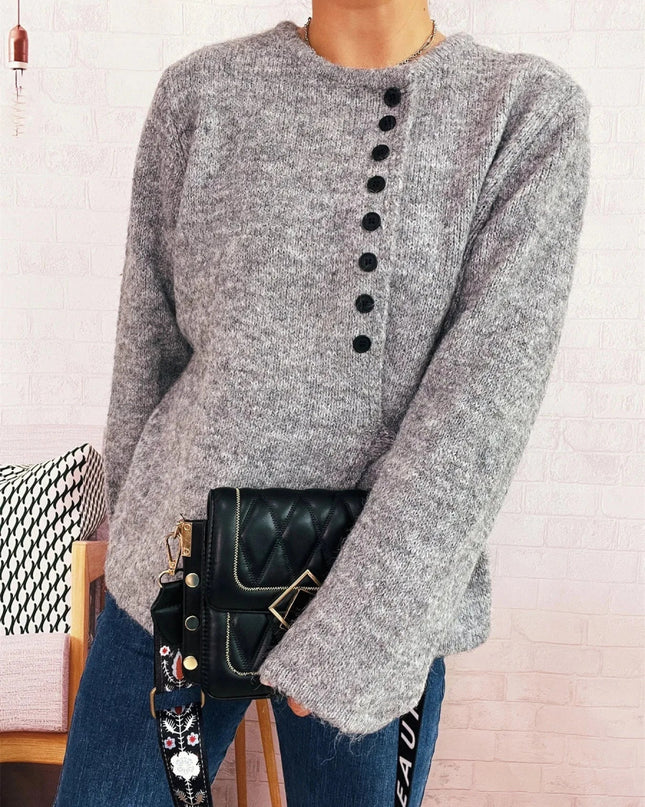 Button - Front Side - Tie Sweater - Trendsi