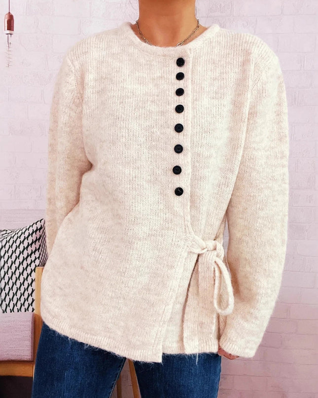 Button - Front Side - Tie Sweater - Trendsi