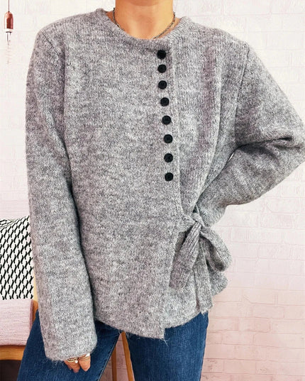 Button - Front Side - Tie Sweater - Trendsi