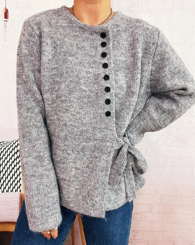 Button - Front Side - Tie Sweater - Trendsi