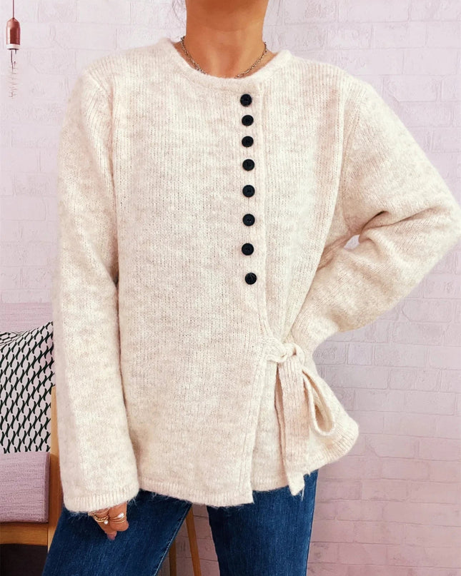 Button - Front Side - Tie Sweater - Trendsi