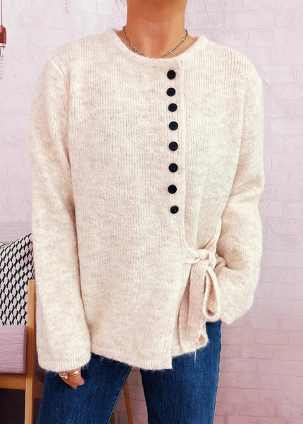Button - Front Side - Tie Sweater - Trendsi