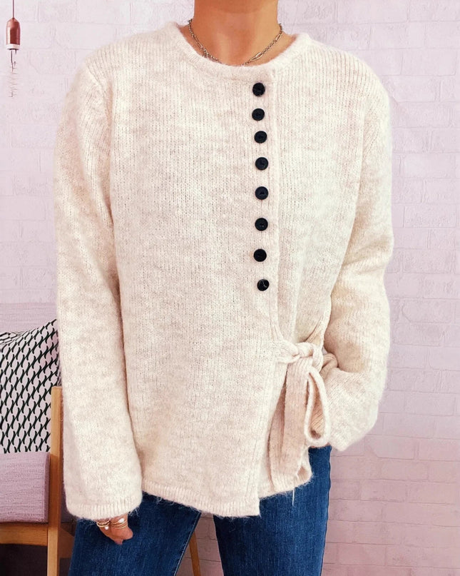 Button - Front Side - Tie Sweater - Trendsi
